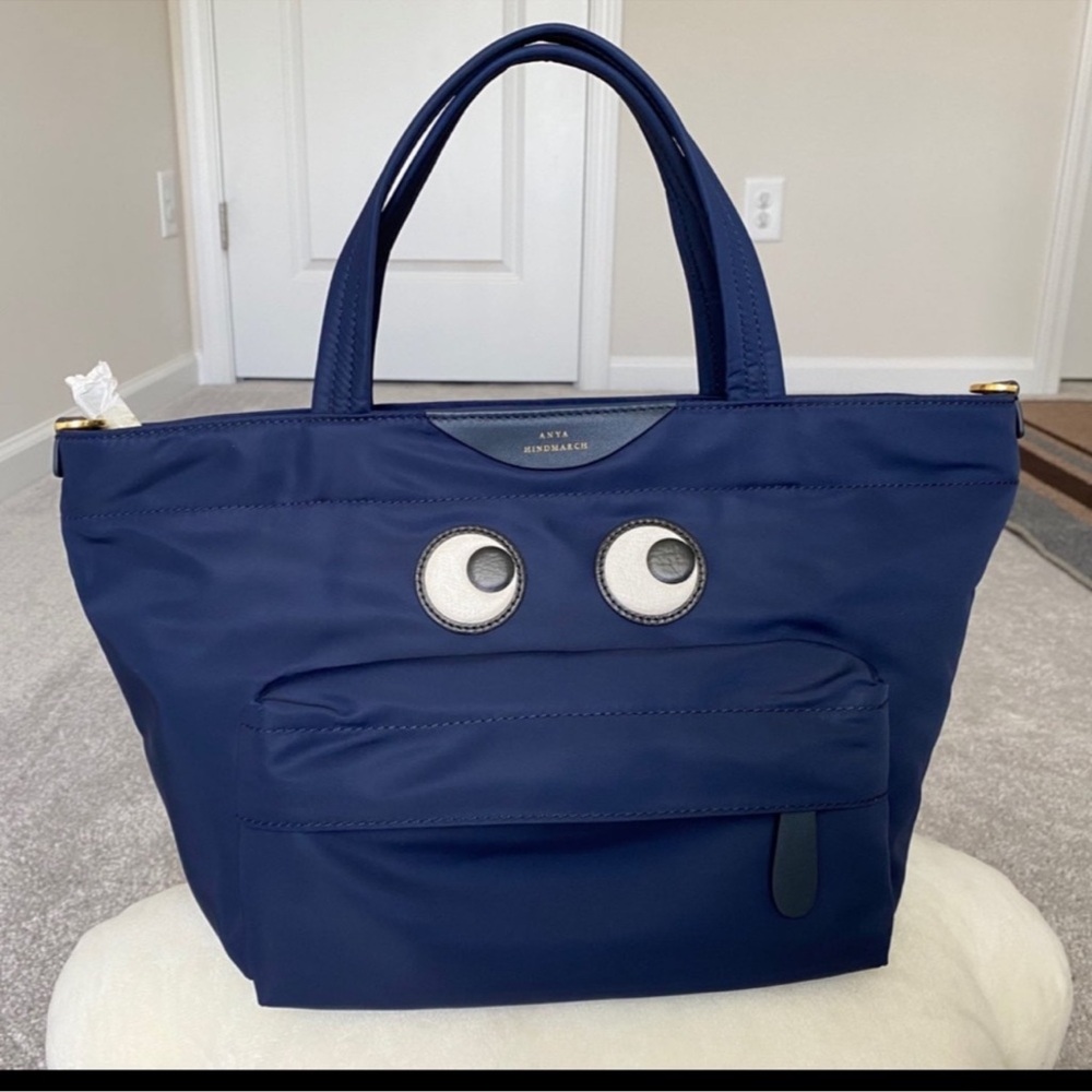 Anya Hindmarch Eyes Mini Crossbody Tote in Dark Marine